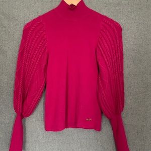 Marc New York, XS, Magenta Bubble Sleeve Knit Sweater